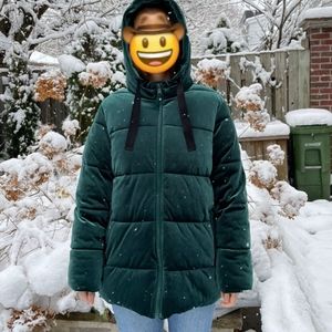Velvet Green Oversized Puffer